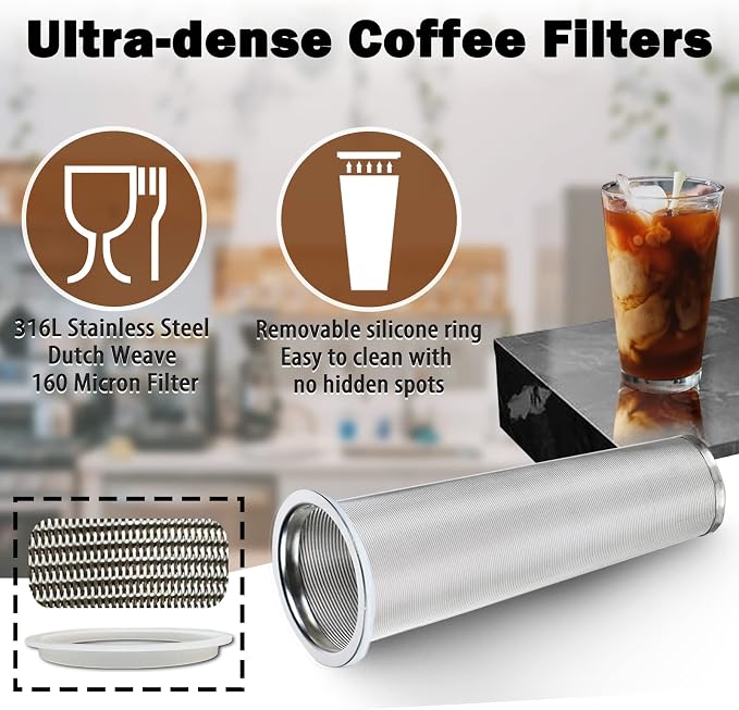 Cold Brew Mason Coffee Maker - 64oz Iced Coffee Pitcher - Image 3