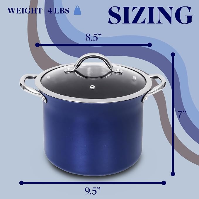 CONCORD Sapphire Nonstick 7 Quart Stock Pot Cookware Set - Image 2