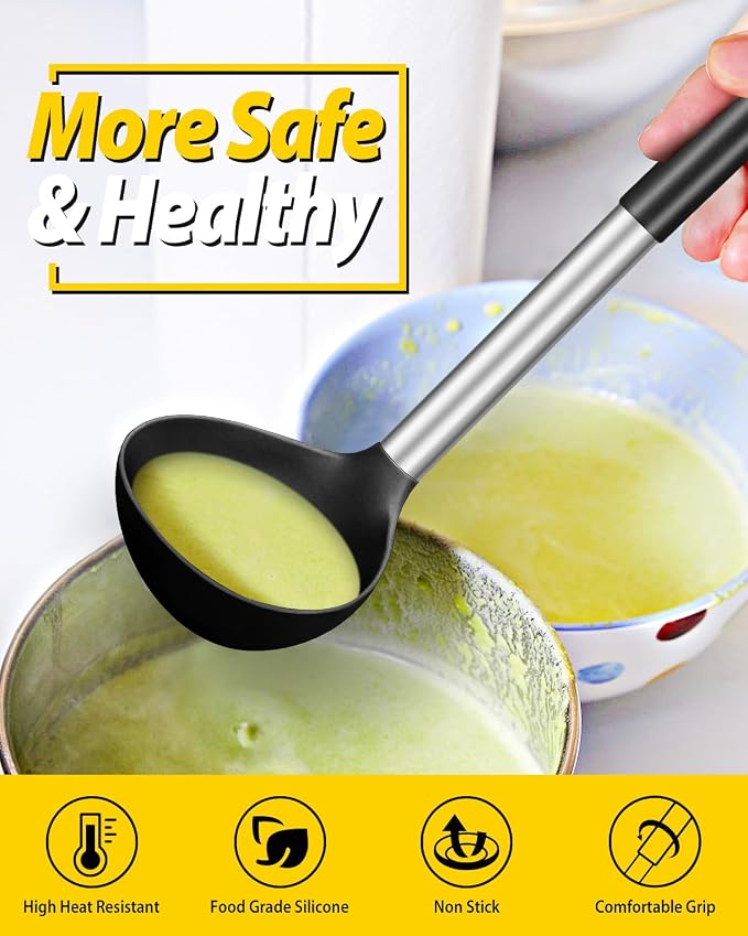Pack of 2 Ladle Spoon, Silicone Large Spoon - Image 4