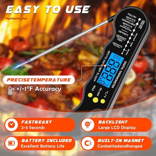Instant Read Meat Thermometer, Fast and Accurate Digital Food Thermometer - Image 4