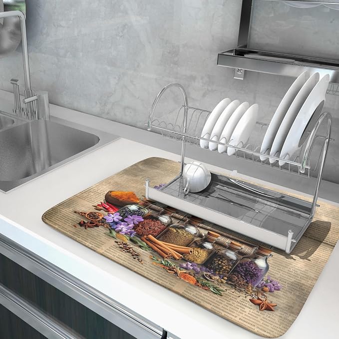 Herbs Kitchen Dish Drying Mat - Image 5
