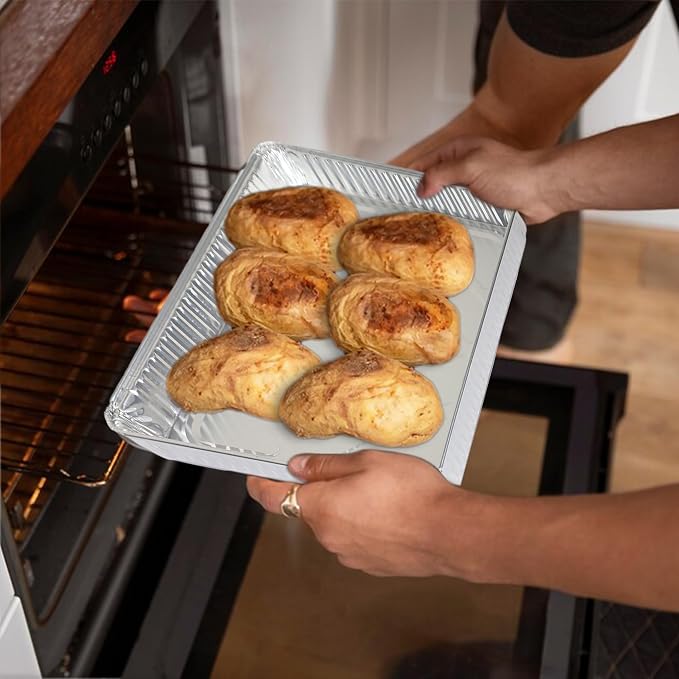 PLASTICPRO Aluminum Pans 100 Pack Disposable Cookie Sheets 13 x 17 Baking Pans - Image 7