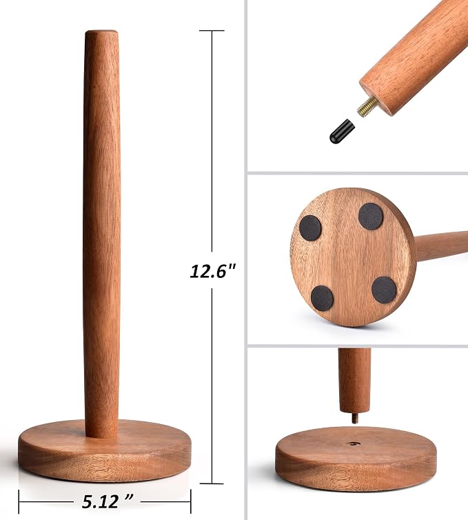 KitchLife Acacia Wooden Paper Towel Holder Countertop - Image 2