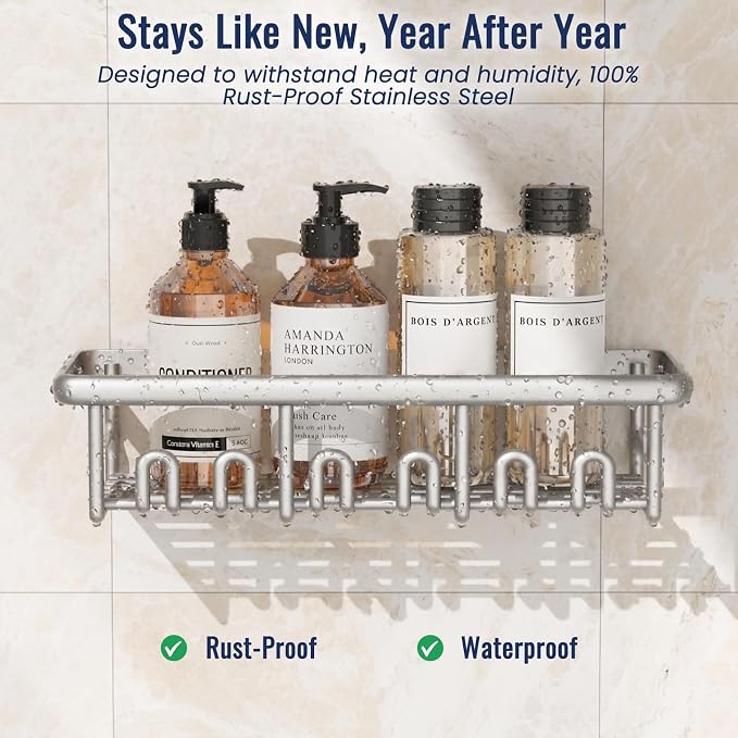 8 Pack Adhesive Rustproof Shower Shelves - Image 2