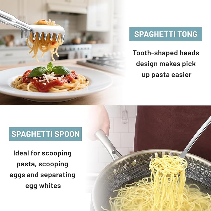 Pleafind Stainless Steel Cooking Utensils Set, Nonstick Kitchen Tools - Image 5