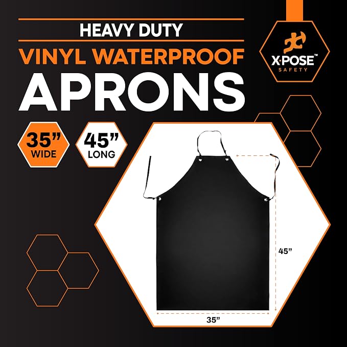 Xpose Safety Heavy Duty Vinyl Waterproof Aprons, Industrial and Commercial Use - Image 3