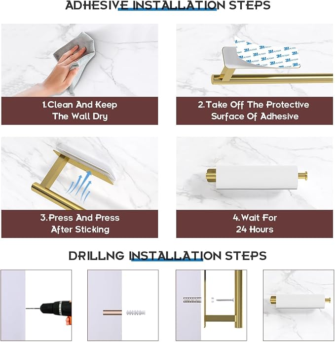 ASTOFLI Paper Towel Holder Under Cabinet No Drilling, Self Adhesive Paper Towel - Image 4