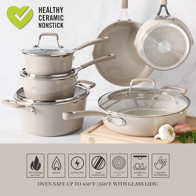 Martha Stewart Heathland Premium Nonstick PFA Free Ceramic Interior 10-Piece - Image 6