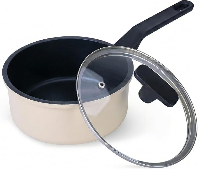 Nonstick Sauce Pan with Lid, 1.5QT small pot, PFOA Free, Kitchen Pots Induction by Cookingmorerejoicingmore