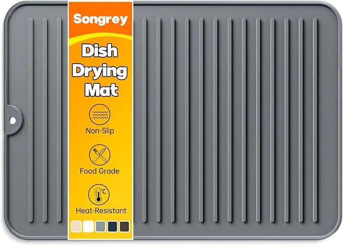 Songrey 14" x 10" Silicone Dish Drying Mat, Kitchen Counter Drying Pad by Unknown