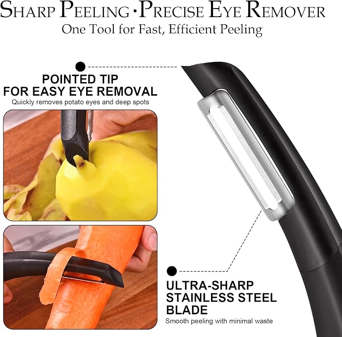 Professional Vegetable Peeler – Ultra Sharp Stainless Steel Blade Kitchen - Image 3