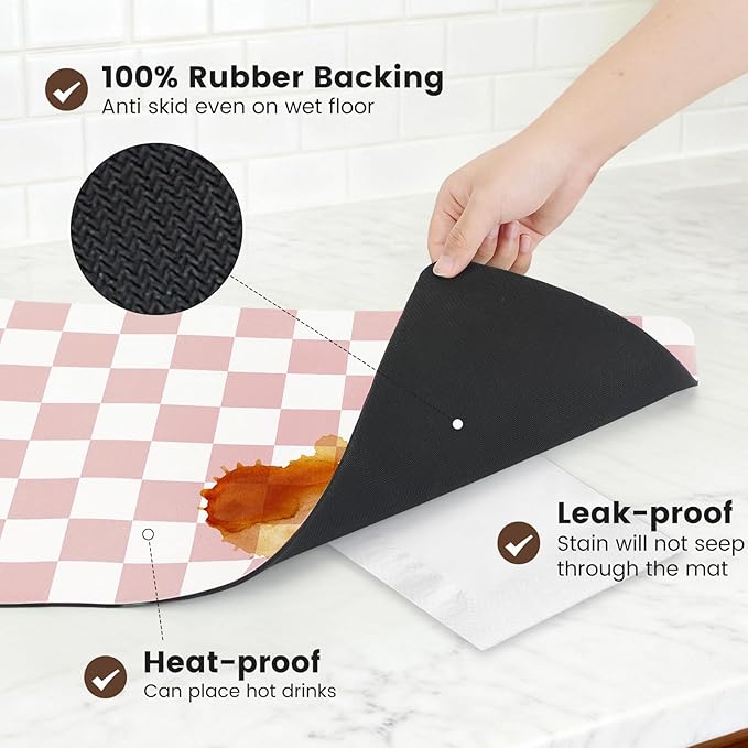 17" x 32" Checkered Dish Drying Mat - Image 4