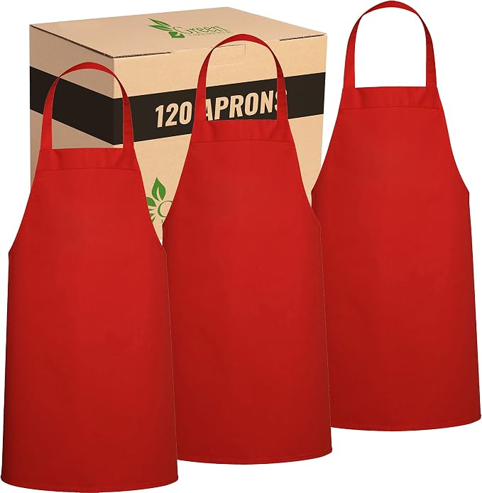 GREEN LIFESTYLE 120 Pack Professional Chef Apron – Grilling Aprons by GreenLifeStyle