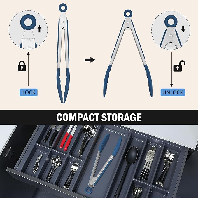 Tongs for Cooking, 600ºF High Heat-Resistant Stainless Steel Kitchen Tongs - Image 4