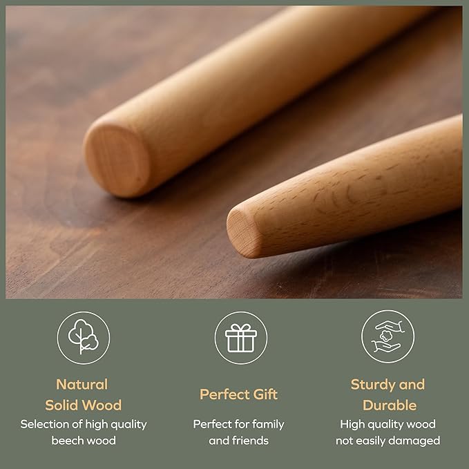 Muso Wood Wooden French Rolling Pin - Image 5