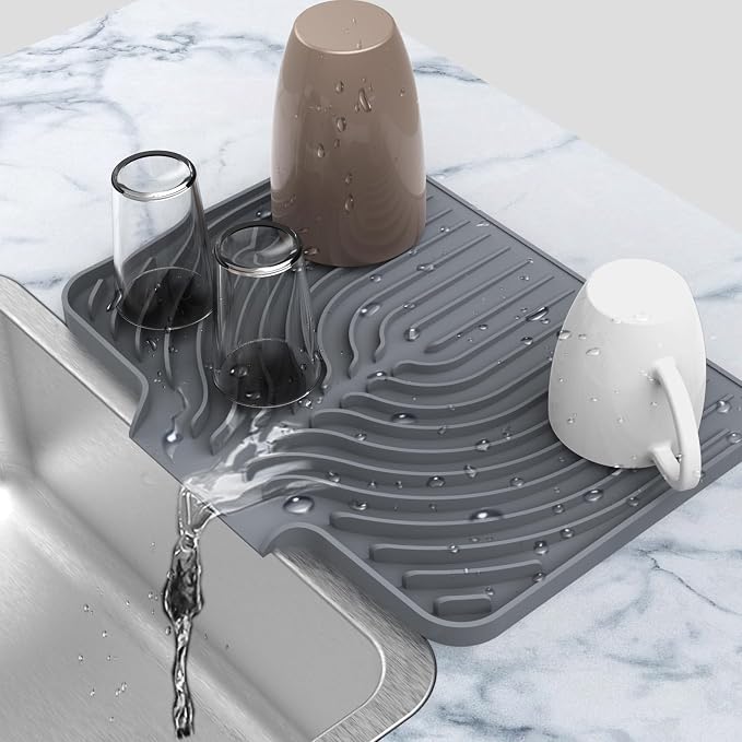 Silicone Drying Mat for Kitchen Counter, Dish Drying Rack Matt by JOOKKI