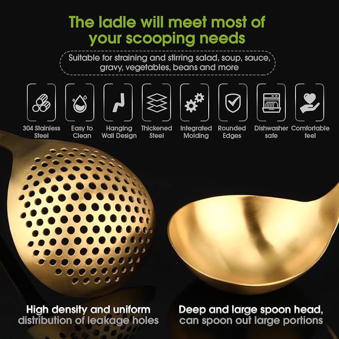 Patelai Hot Pot Slotted Ladle Set Stainless Steel Soup Ladle Strainer Scoops - Image 5