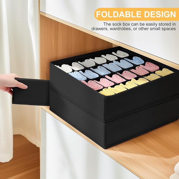 Joyoldelf Sock Drawer Organizer Divider 2 Packs Underwear Organizer, 24 Cell - Image 7