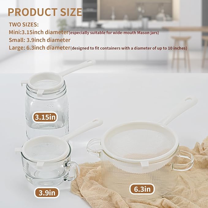 Kefir Strainer Set, 3-Size Plastic Non-Metal Sieve - Image 2