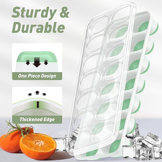 ChefAide Ice Cube Tray with Lid, 2 Packs 28 Cubes Durable Stackable Ice Cube - Image 4
