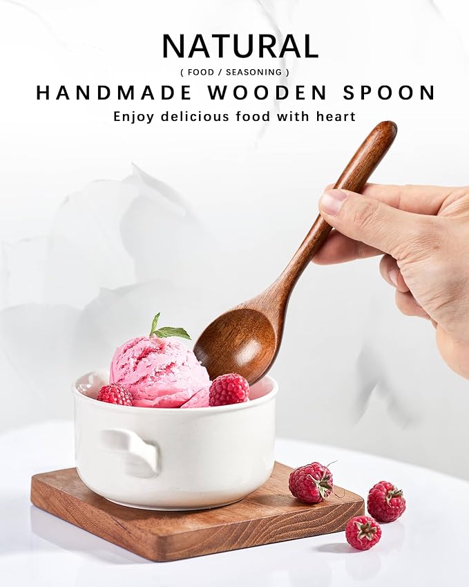7 PCS Wooden Spoons for Honey, 6.7 inch Small Wooden Spoons - Image 4