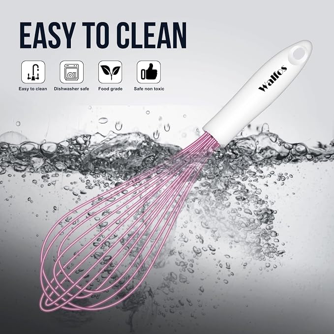 Walfos Whisk, Silicone Whisks for Cooking & Baking Non Scratch Rubber Coated - Image 7