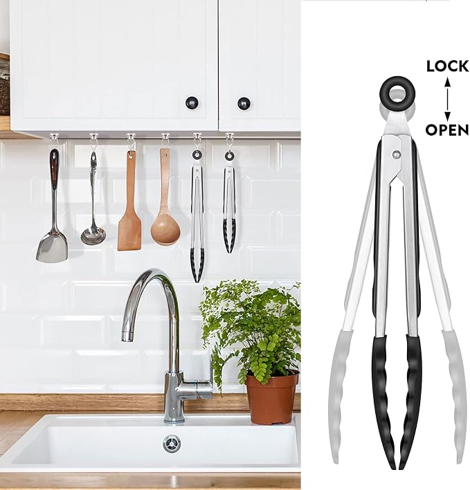 HOTEC Premium Stainless Steel Locking Kitchen Tongs - Image 9