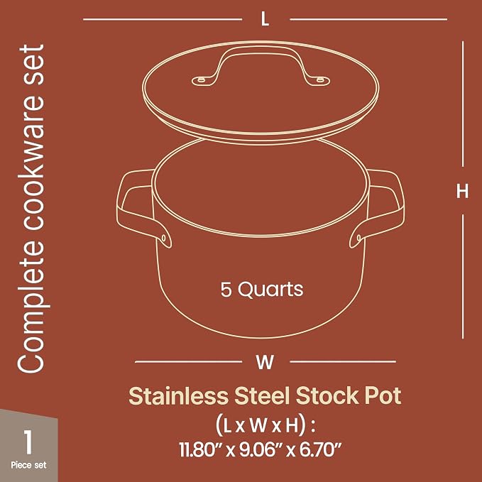 Bakken 5 Quart Ceramic Coated Stock Pot - Image 2
