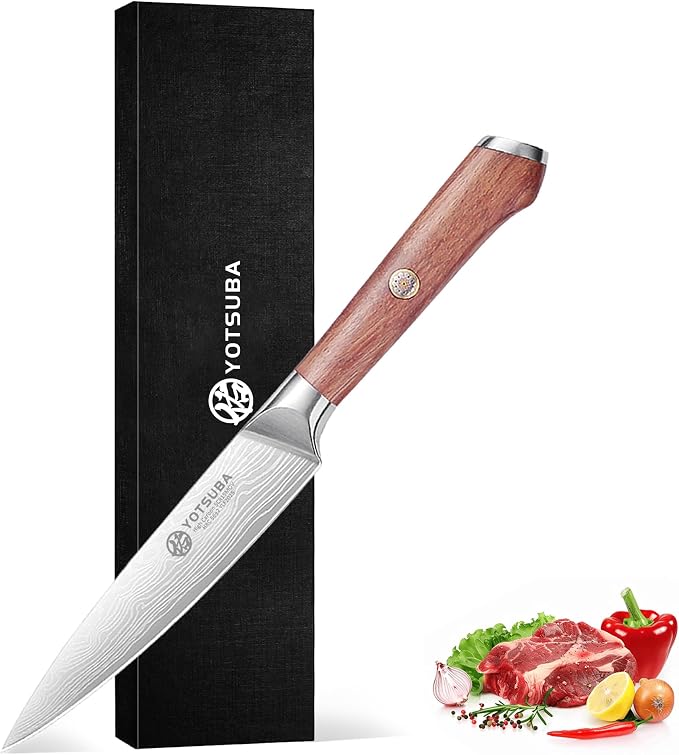 YOTSUBA Japanese Utility Knife, 5 Inch Petty Kitchen Knife, Forged High Carbon by ExperiencethetrueessenceofJapanesecraftsmanshipandprecisionwiththeYotsubaKnife-embodyingthespiritofJapanineveryslice