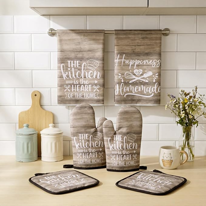 Sratte 6 Pcs Kitchen Decor Accessories Set Farmhouse Towels Pot Holders Oven - Image 7