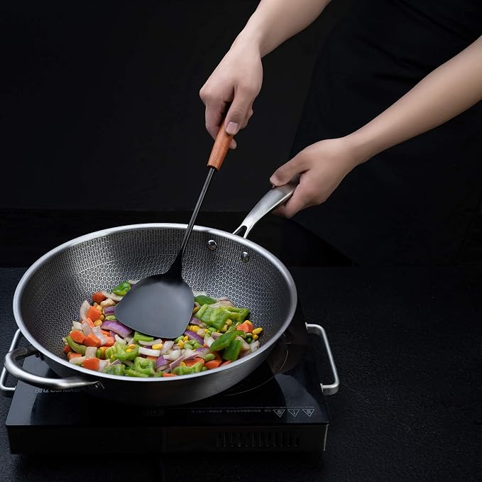 FJNATINH 17inch Wok Spatula and Ladle, Skimmer Spoon, Slotted Turner Spatula - Image 7