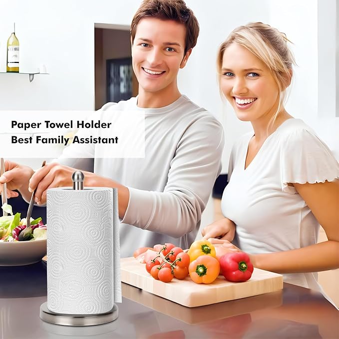 Paper Towel Holder Stand with Sturdy Base Fits Standard and Jumbo Sized Paper - Image 5