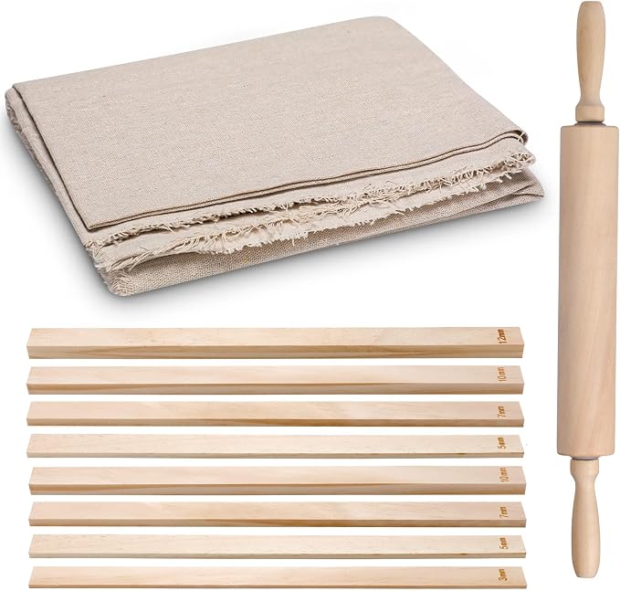 Newtay 12 Pcs Pottery Tools Include 1 Wood Rolling Pin Sculpting Polymer Clay by Newtay