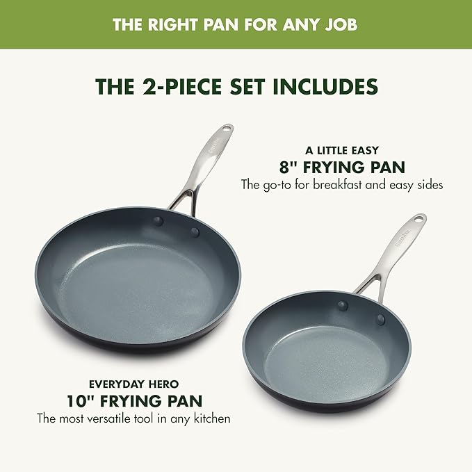 GreenPan Valencia Pro Hard Anodized Healthy Ceramic Nonstick 8" and 10" Frying - Image 4