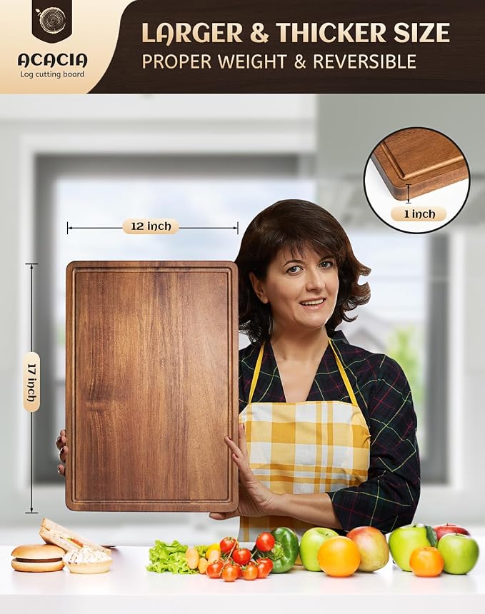 Large Acacia Wood Cutting Board - Image 3