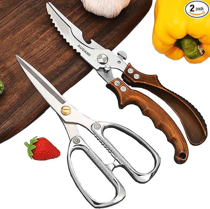 Kitchen scissors 2 Pack, Poultry Shears Heavy Duty Professional Stainless Steel by AUDAMI