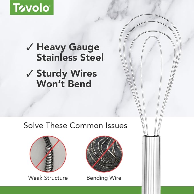 Tovolo Flat Whisk Stainless Steel 10” Gravy Whisk - Image 4