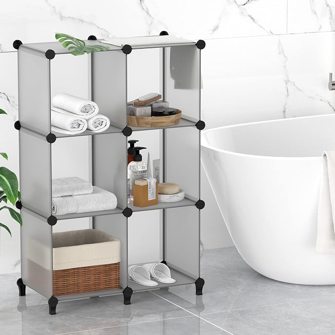 HOMIDEC 6 Light Grey Cube Storage Organizer, Modular Storage Shelf - Image 8