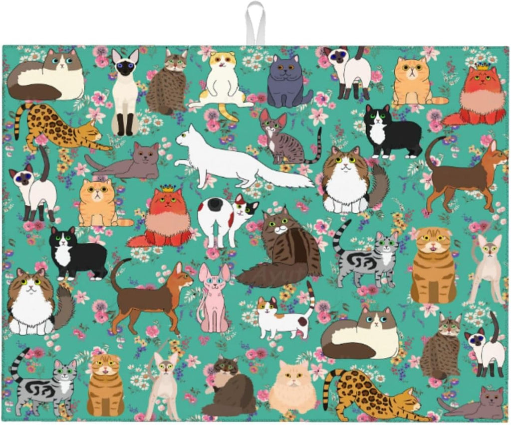 Cat Dish Drying Mat For Kitchen Microfiber Drying Mats Absorbent