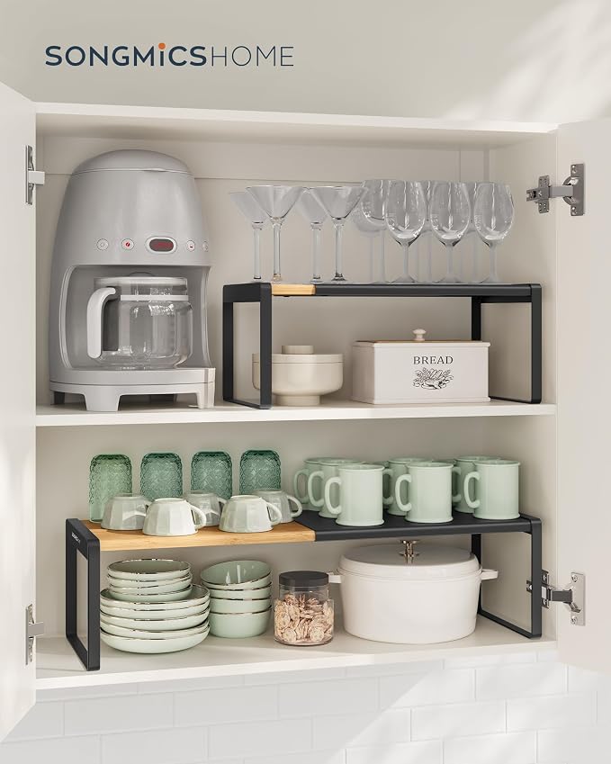 SONGMICS HOME Spice Racks, Expandable Cupboard Shelf Orgnizers, Kitchen Counter - Image 2