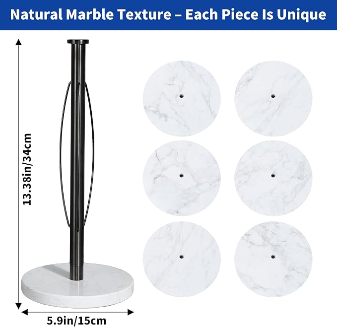 YIGII Heavy Marble Base Paper Towel Holder – Countertop Paper Roll Holder - Image 7