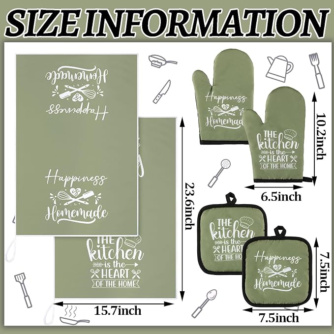 Sratte 6 Pcs Kitchen Decor Accessories Set Farmhouse Towels Pot Holders Oven - Image 4