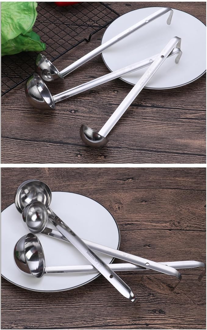 3 Pcs 3 oz Stainless Steel Soup Ladle Set, Long Handle Serving Spoons - Image 5