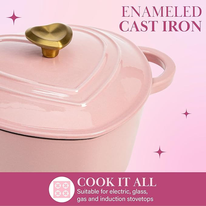 Paris Hilton Enameled Cast Iron Dutch Oven Heart-Shaped Pot - Image 5