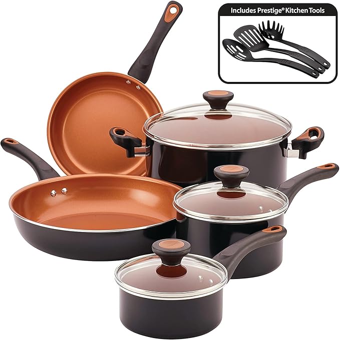 Farberware 10365 Glide Dishwasher Safe Nonstick Cookware Set / Pots and Pans Set by Farberware