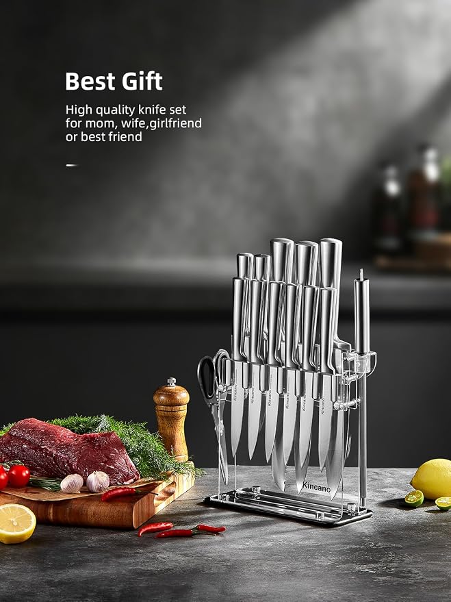Knife Set, include Steak Knives, Sharpener and Scissors, Ergonomical Design by - Image 7