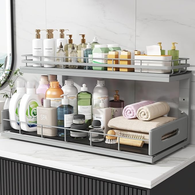 Under Sink Organizer Upgrade To Professional Rails, 2-Tier Dual Pull Out - Image 8