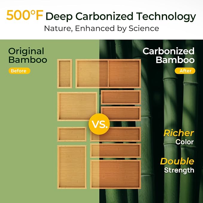 keechee 10-Piece Bamboo Drawer Organizer Set, 2.2" Deep Multi-Use Organizers - Image 5