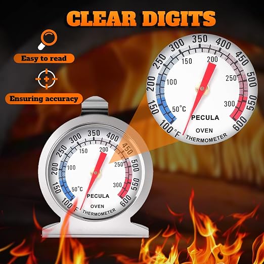 Stainless Steel Oven Thermometer 50-300°C/100-600°F, Analog Instant Read - Image 4