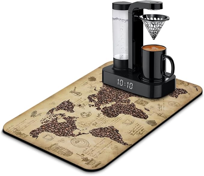 Fun Coffee Mat 23inx15in, Coffee Bar Mat by Kuyig+Home